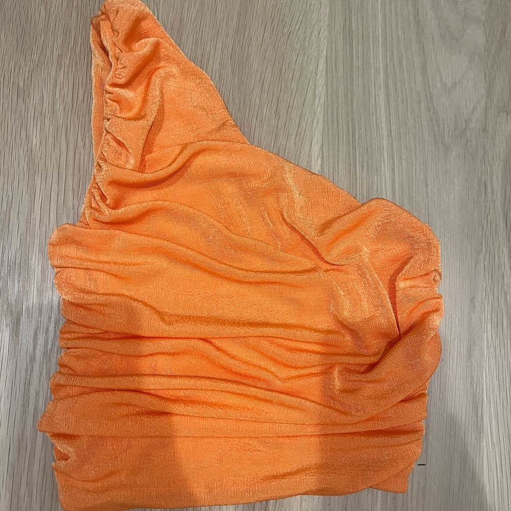 Orange One Shoulder Crop Top